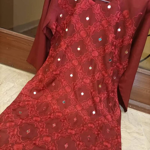 EMBROIDERY  WITH MIRROR WORK   VISCOSE SHIRT
