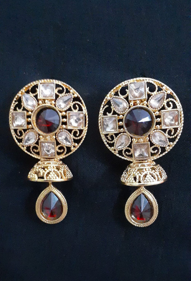 Round Stone Jhumki  Earrings