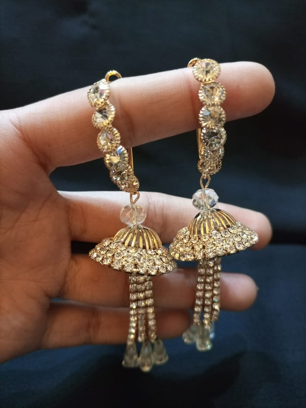 Long White   Stone Earrings
