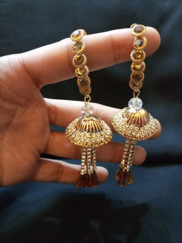 Long Champagne Stone Earrings