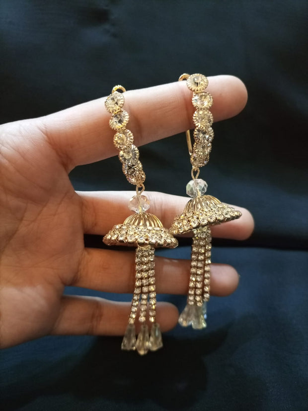 Long White   Stone Earrings