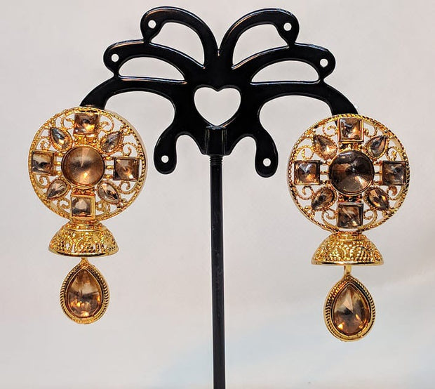 Round Stone Jhumki  Earrings
