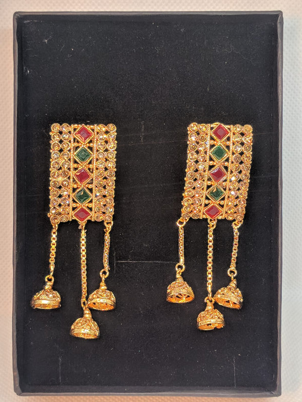 Tri Jhumki Rectangle   Earrings