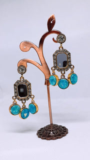 Mirror Ferozi Stone  Earrings