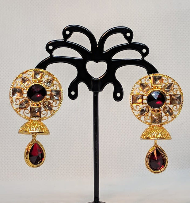 Round Stone Jhumki  Earrings