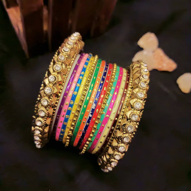 Multi Shade Bangles And Kras