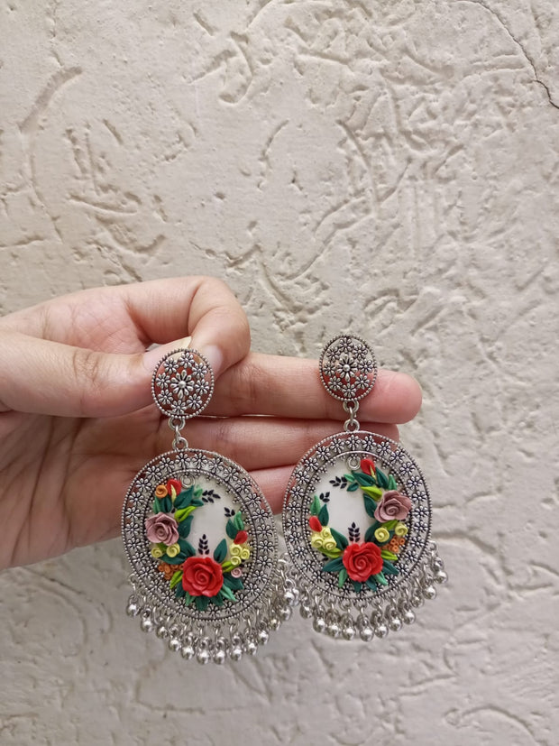 polymer clay  white jhumka