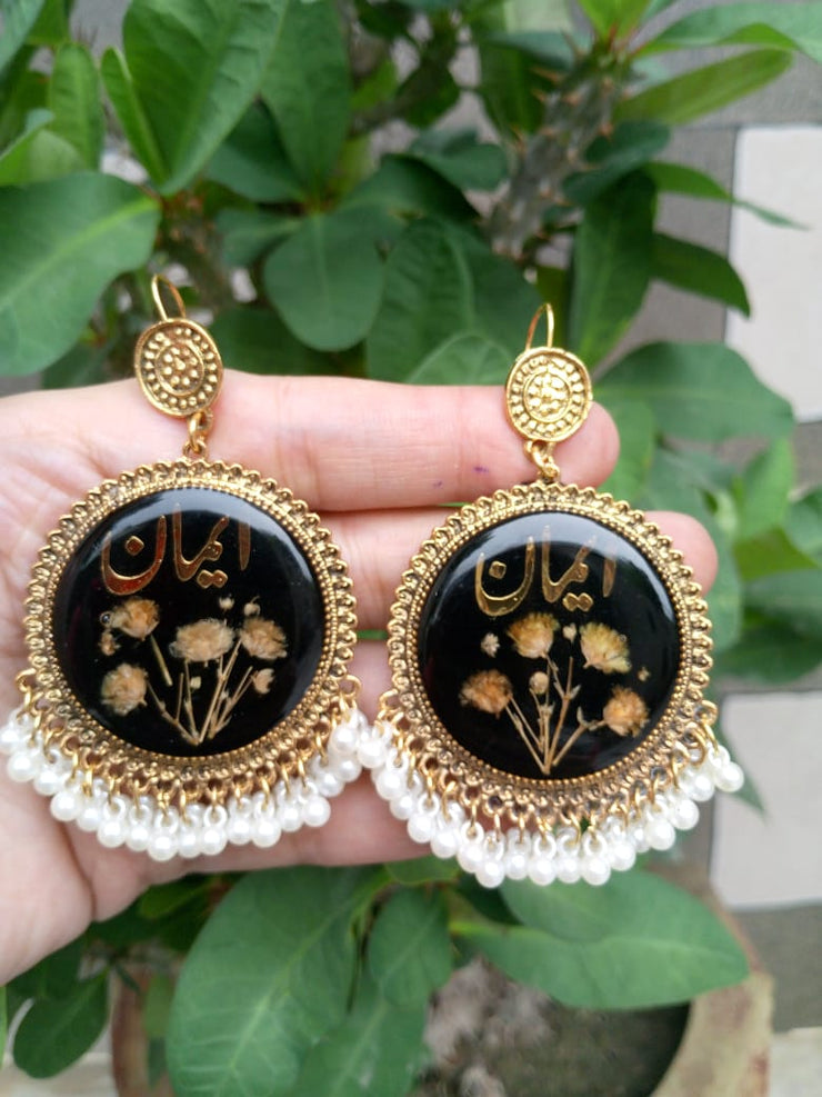 CUSTOM  JHUMKA WITH NAME " EMAN "