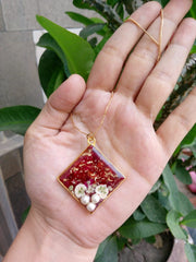 PRSERVE ROSE FLOWER IN JHUMKA AND PENDANT