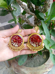 PRSERVE ROSE FLOWER IN JHUMKA AND PENDANT