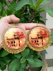 PRSERVE PAINTIN IN OVER SIZR GOLDEN JHUMKA