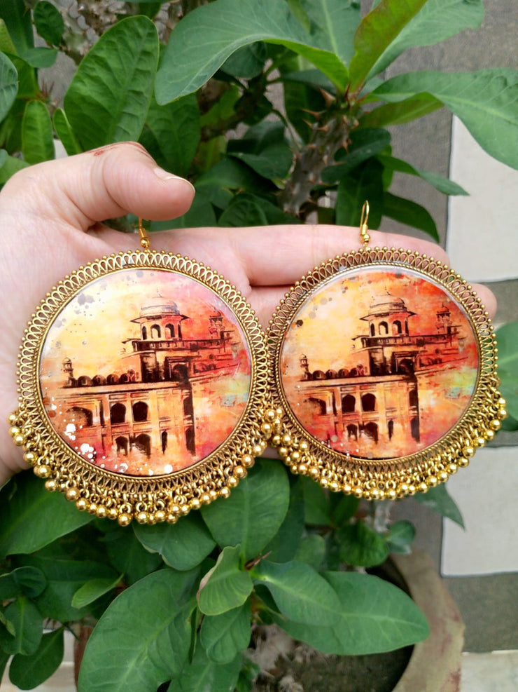PRSERVE PAINTIN IN OVER SIZR GOLDEN JHUMKA
