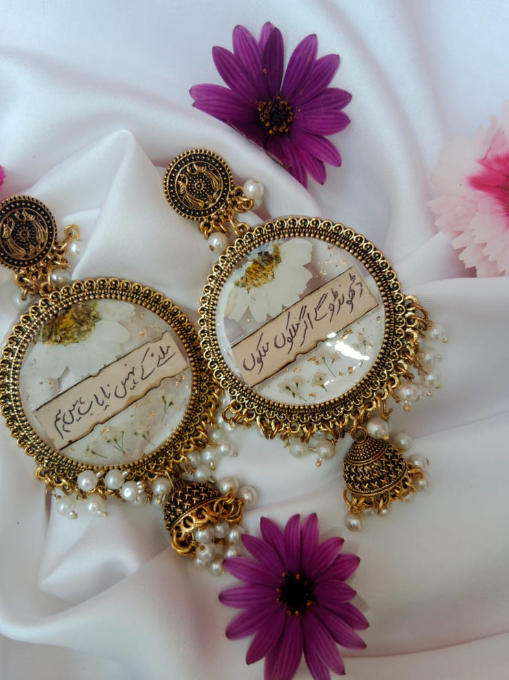 preserve flower in jhumka  with poetry