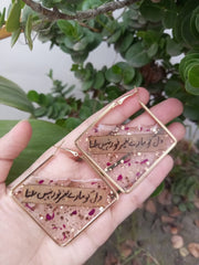 preserve rose crush flower in diamond hoop with poetry