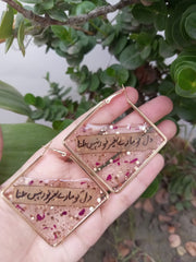 preserve rose crush flower in diamond hoop with poetry