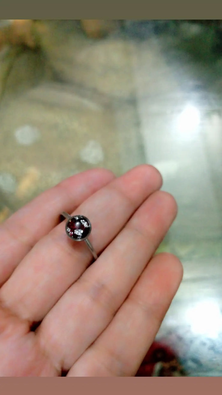 preserve rose crush flower in small dial ring