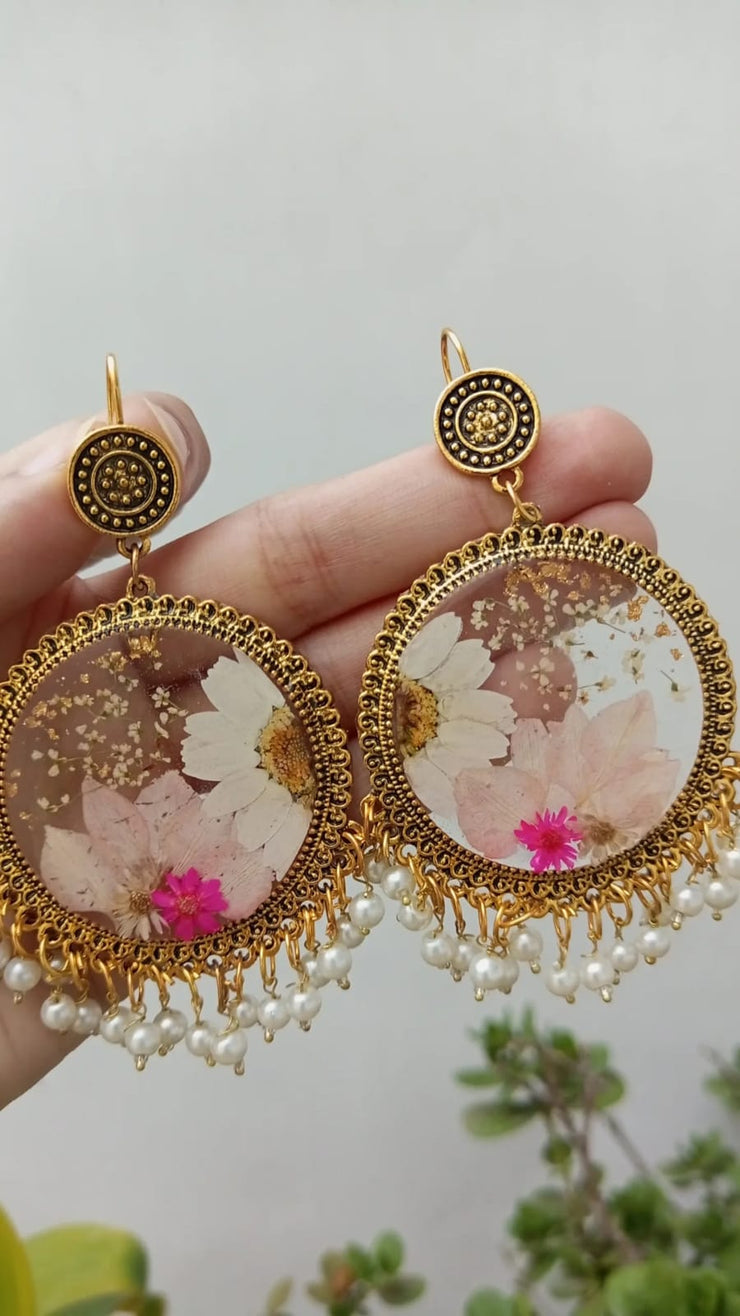 preserve flower in jhumka ( customise desing)