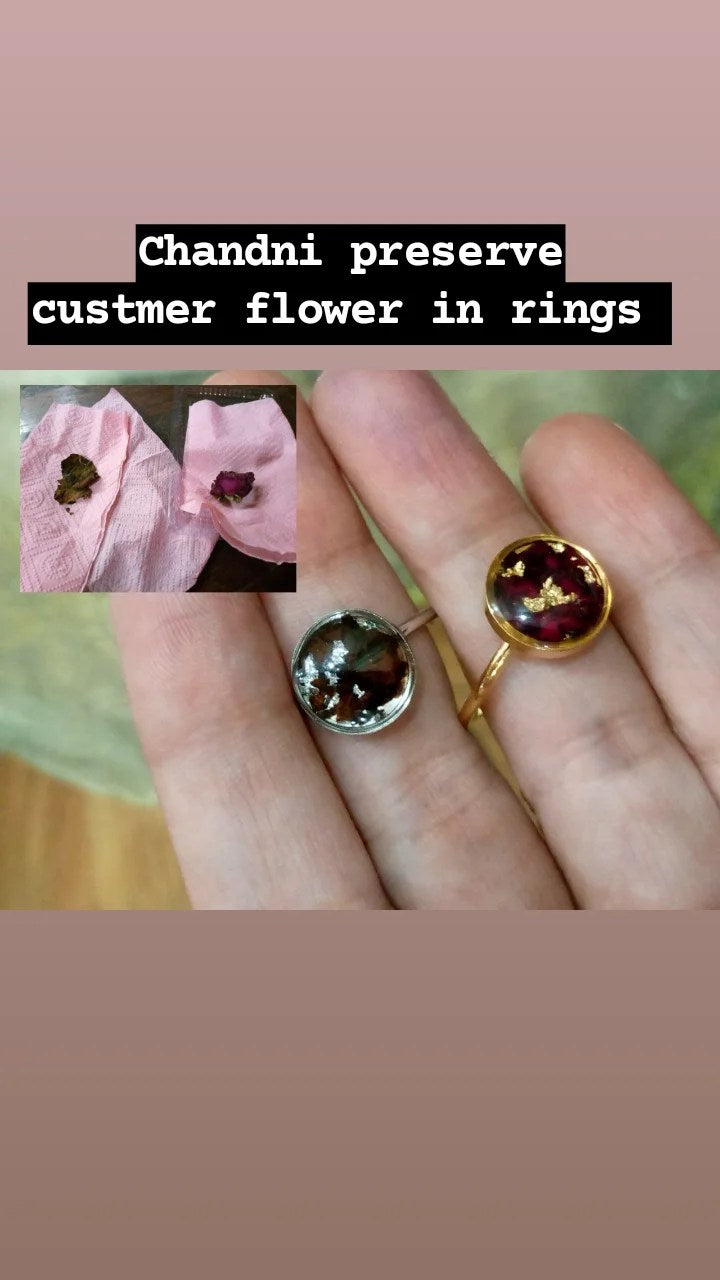 preserve rose crush flower in rings