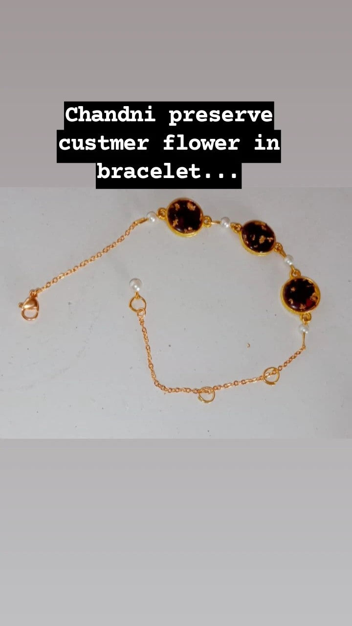 preserve rose crush flower in bracelet