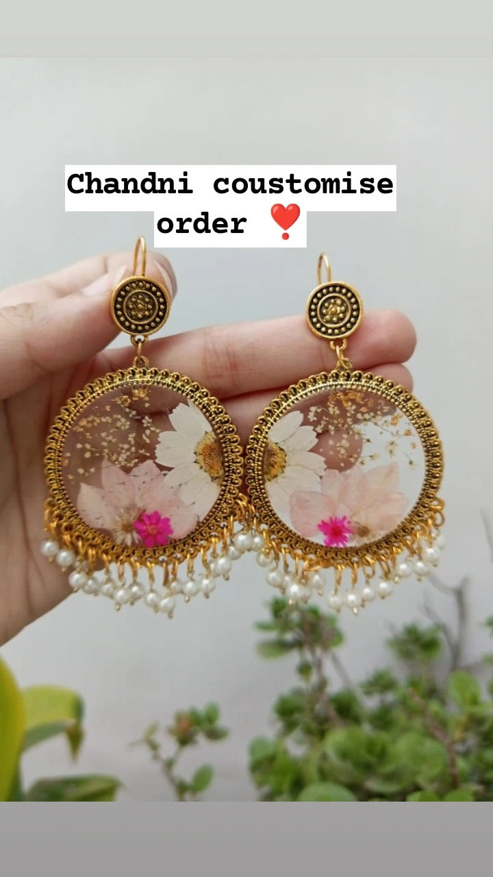 preserve flower in jhumka ( customise desing)