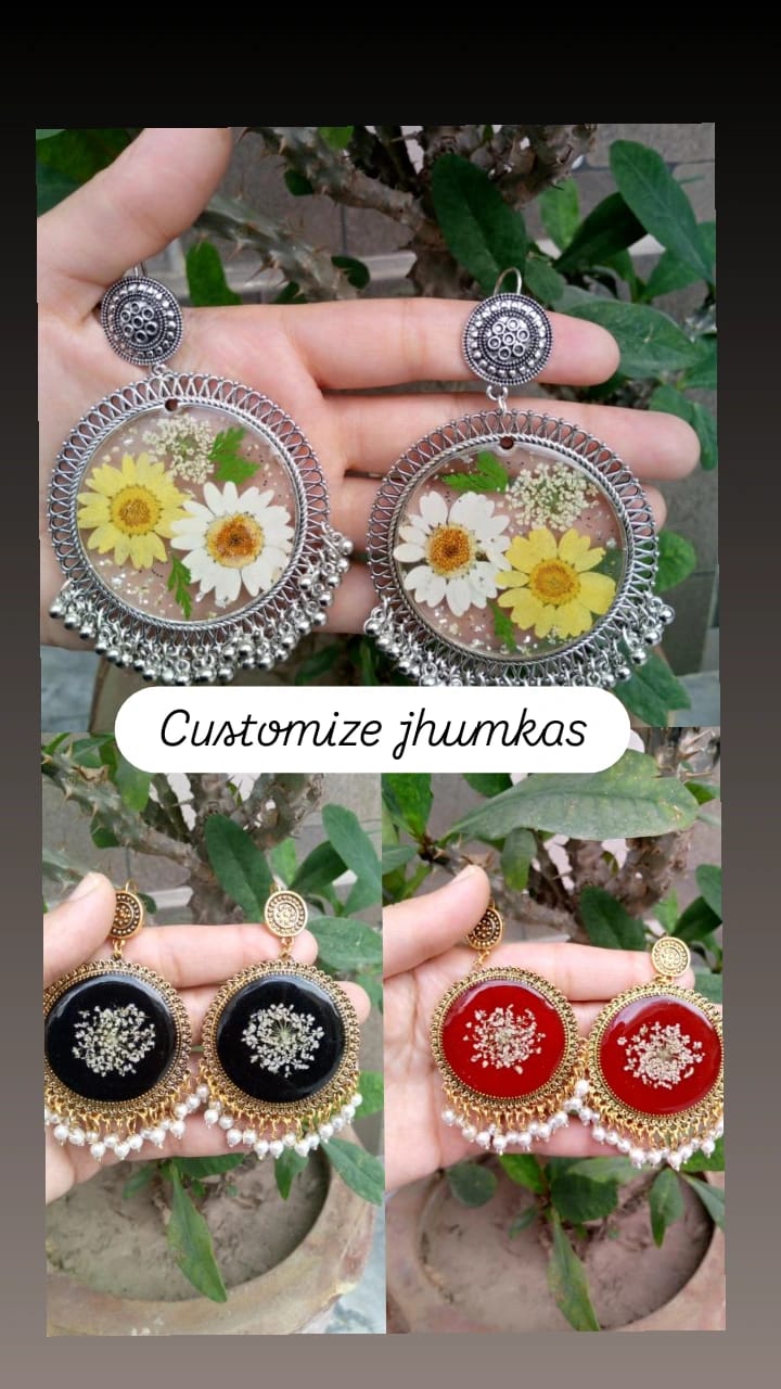 preserve flower in jhumka ( customise design)