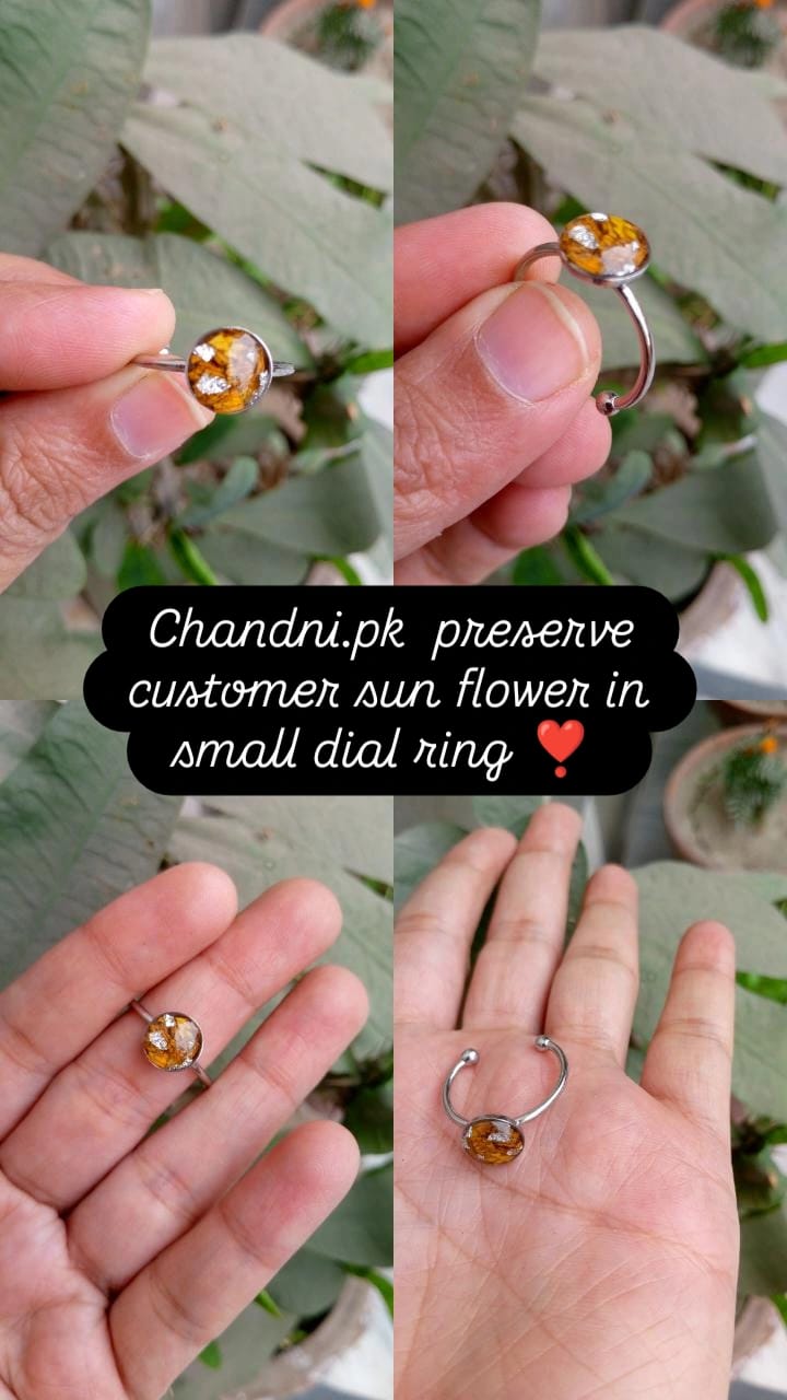 preserve sunflower in small dial ring