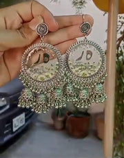 CUSTOM tri jhumki  JHUMKA WITH urdu haroof  " ہ,ر "
