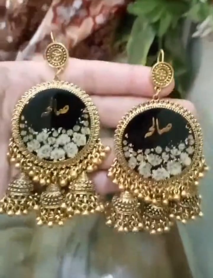 CUSTOM tri jhumki  JHUMKA WITH NAME " saliha "