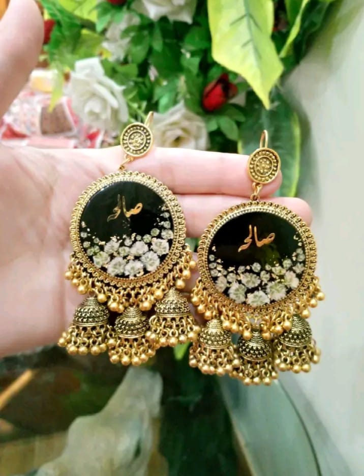 CUSTOM tri jhumki  JHUMKA WITH NAME " saliha "