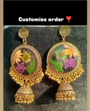 preserve flower in jhumka ,rings,necklace and bindiya set ( custom design)