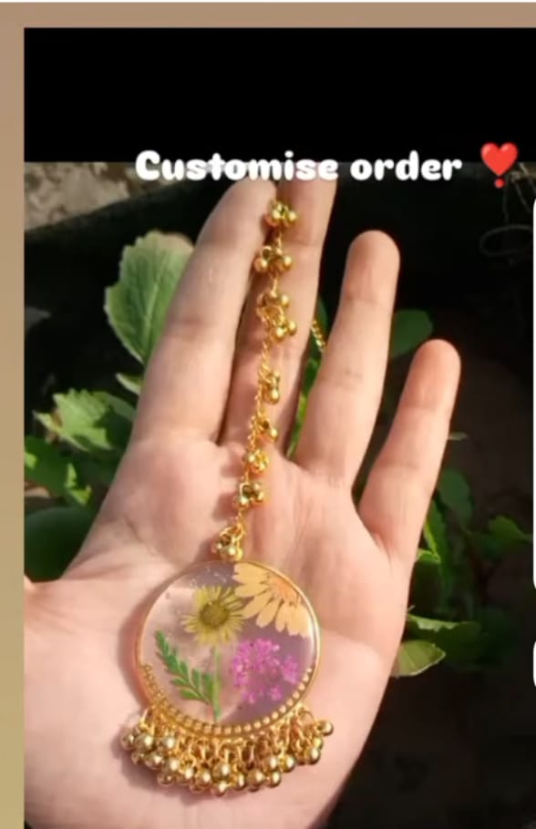 preserve flower in jhumka ,rings,necklace and bindiya set ( custom design)