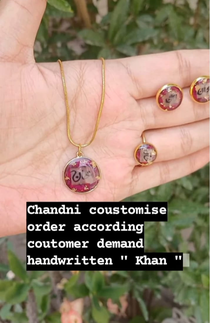 preserve flower in MINI SET WITH HAND WRITTING  NAME " KHAN"