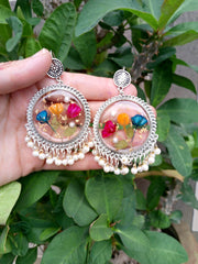 preserve  three stem  rose flower in jhumka ( custom)