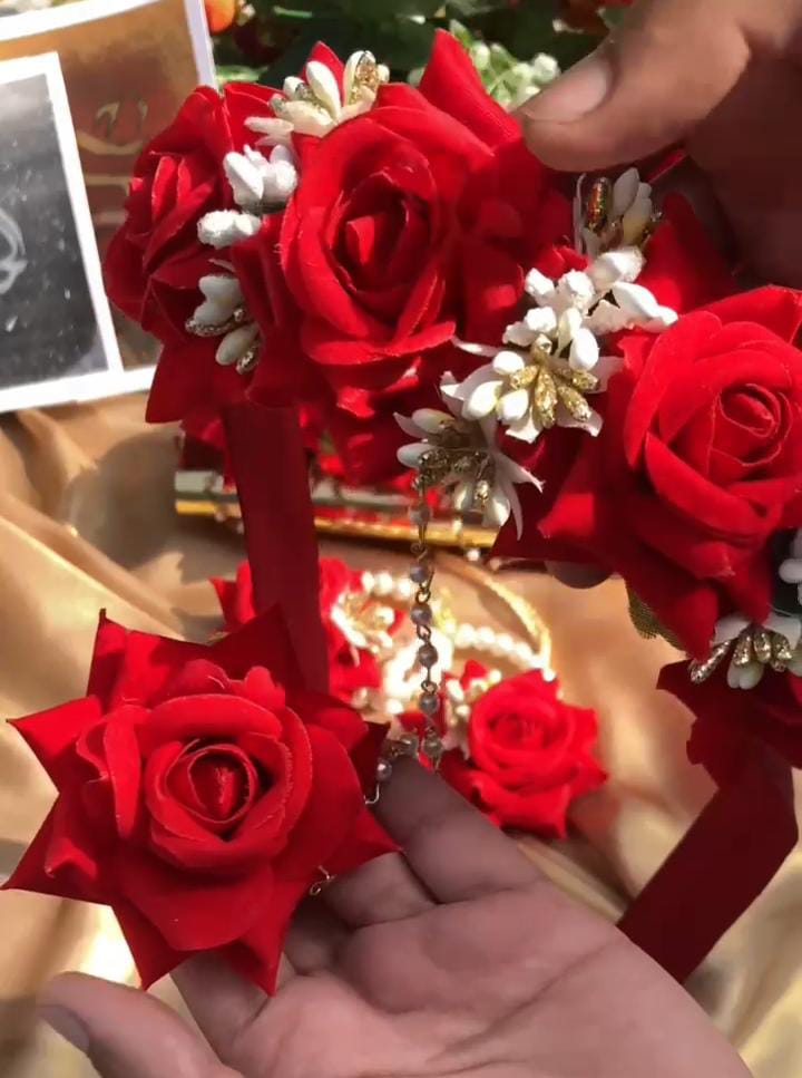 red  floral flower jewelry