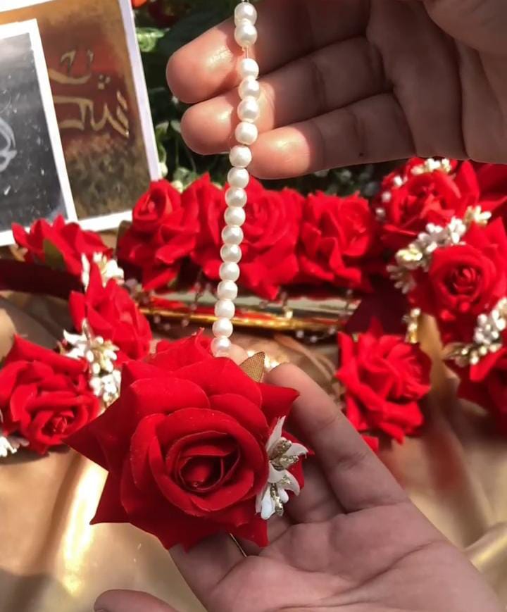 red  floral flower jewelry