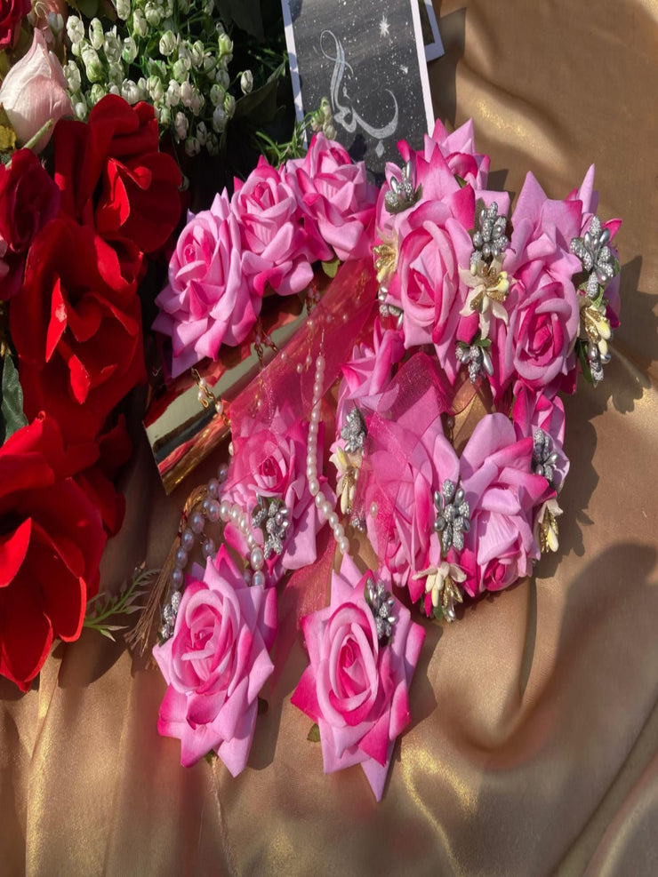 Pink floral flower jewelry