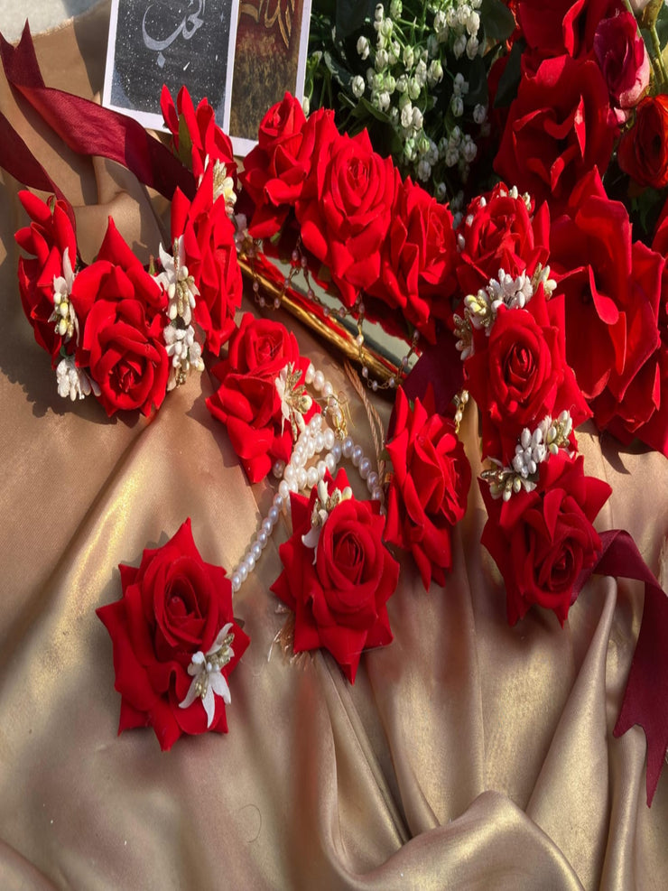 red  floral flower jewelry