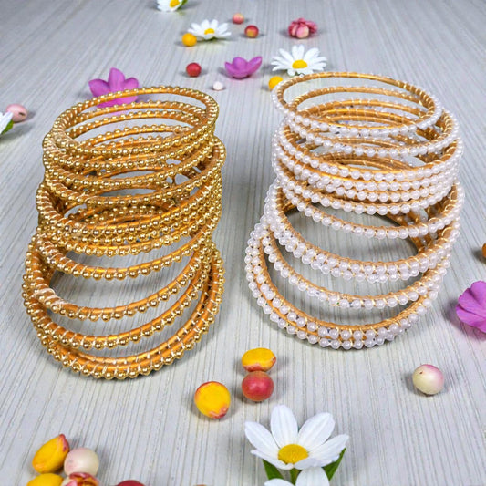 Silver & Gold pearls Bangles
