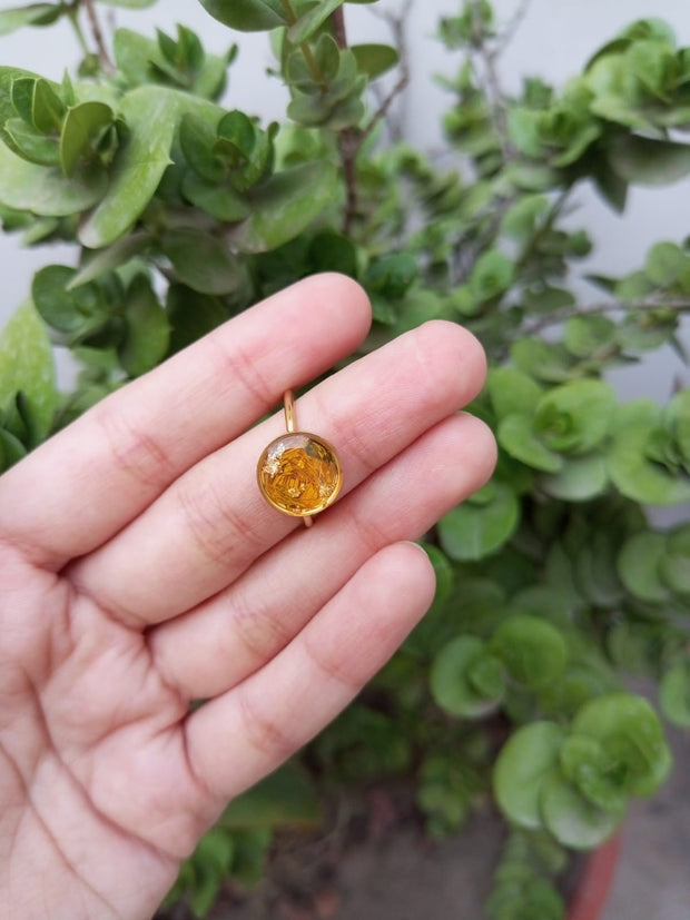 RESIN PRESERVED FRESH CRUSH SUNFLOWER RING