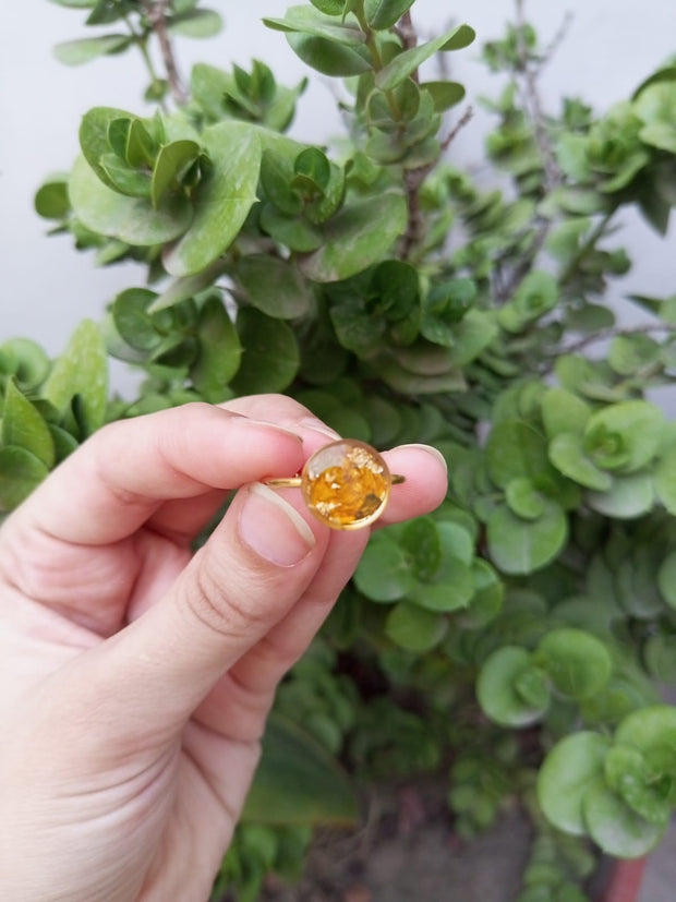 RESIN PRESERVED FRESH CRUSH SUNFLOWER RING