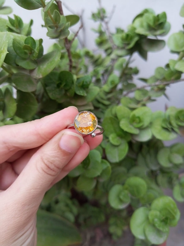 RESIN PRESERVED FRESH CRUSH SUNFLOWER RING