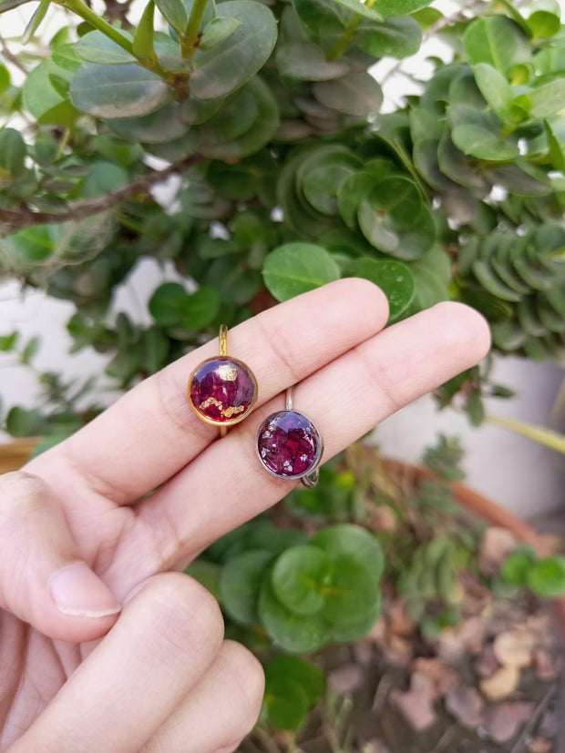 Flat Pressed Resin Preserved Fresh Petal Charms Epoxy Dried Flower Rose  Ring jewelry