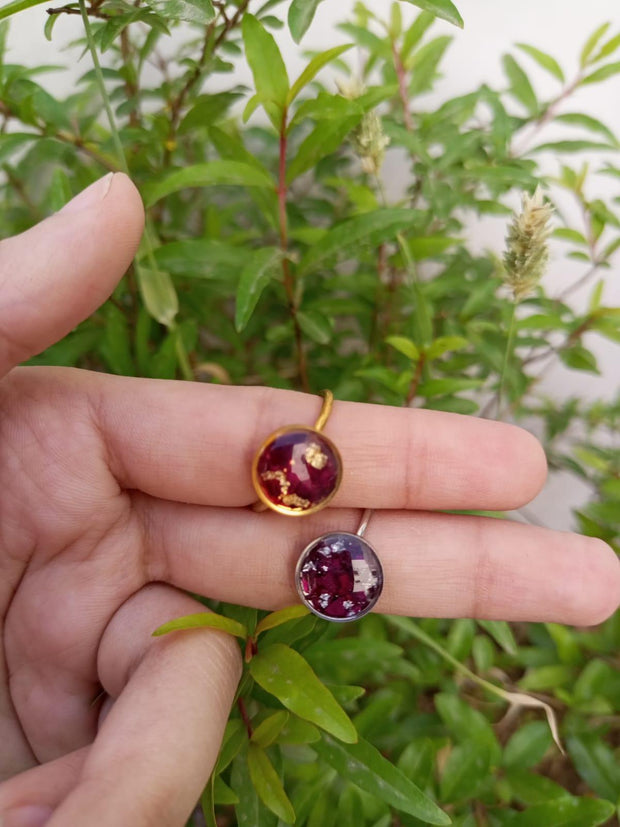 Flat Pressed Resin Preserved Fresh Petal Charms Epoxy Dried Flower Rose  Ring jewelry