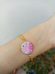 Flat Pressed Resin Preserved Fresh Petal Charms Epoxy Dried Flower Dial  Brecelet Cuff  jewelry