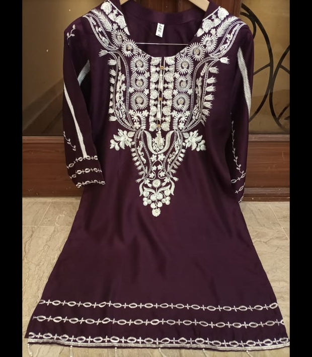 EMBROIDERY  WITH PEARLS WORK   VISCOSE SHIRT