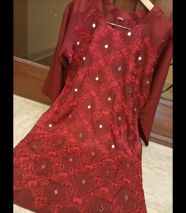 EMBROIDERY  WITH MIRROR WORK   VISCOSE SHIRT