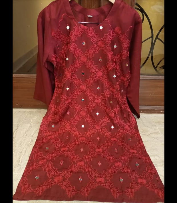 EMBROIDERY  WITH MIRROR WORK   VISCOSE SHIRT