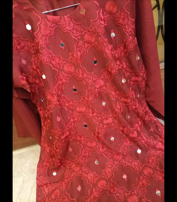 EMBROIDERY  WITH MIRROR WORK   VISCOSE SHIRT