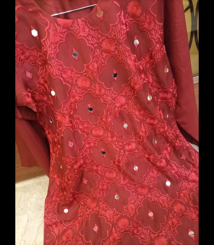 EMBROIDERY  WITH MIRROR WORK   VISCOSE SHIRT