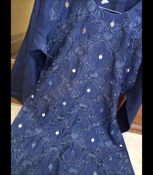 EMBROIDERY  WITH MIRROR WORK   VISCOSE SHIRT